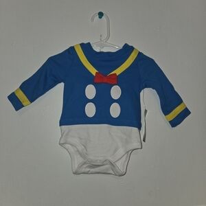 Disney Baby Donald Duck Blue and White Bodysuit with Yellow Accents